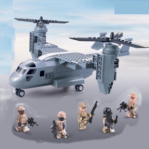레고호환 밀리터리 군인 특수부대 V-22 이중 프로펠러 헬리콥터 수송 항공기 2113