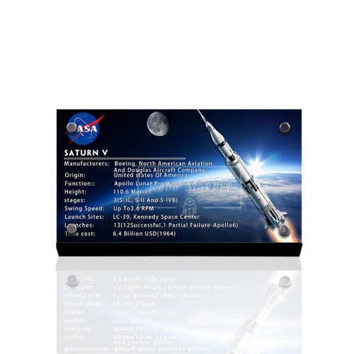레고 아크릴 명판 아이디어 NASA 아폴로 새턴 V 21309 받침대 스탠드