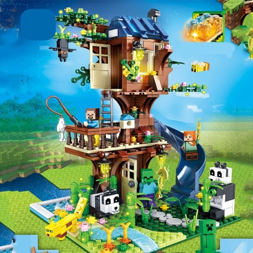 레고 신제품 팬더베이스 판다 트리하우스 마인크래프트 411 호환 창작
