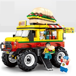 레고 신제품 스트리트뷰 대형 푸드 트럭 햄버거 가게 크리에이터 SY5000 호환 창작