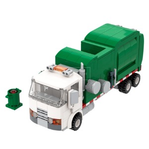 레고 시티 MOC-C5333 녹색 환경 청소 쓰레기 수거 트럭 호환 신제품 창작