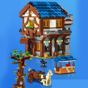 레고 신제품 중세 대장간 작은 마을 타운 마켓 시장 크리에이터 50101 호환 창작