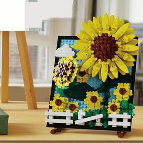 레고 신제품 보존 꽃 해바라기 홈 가구 장식 초상화 크리에이터 92003 호환 창작