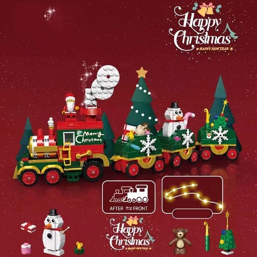 레고 크리에이터 호환 신제품 크리스마스 선물 라이트 기차 산타크로스 피규어 DK721 창작