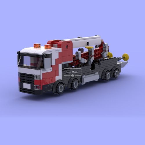 레고 스피드챔피언 호환 신제품 Concrete pump truck 콘크리트 공사 트럭 MOC-53605 창작