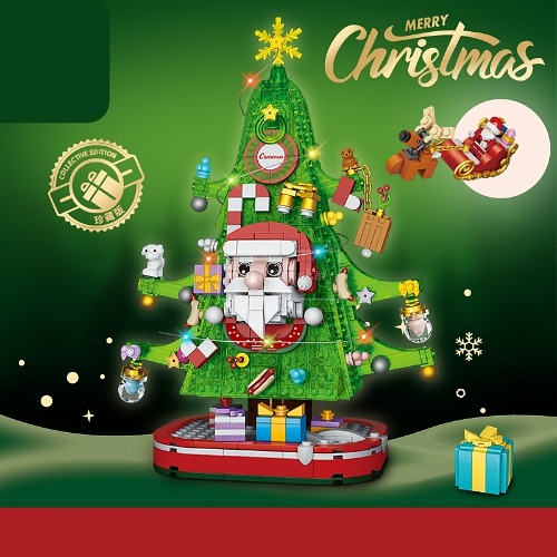레고 신제품 크리스마스 선물 라이트 버전 트리 산타 하우스 크리에이터 FC6004 호환 창작