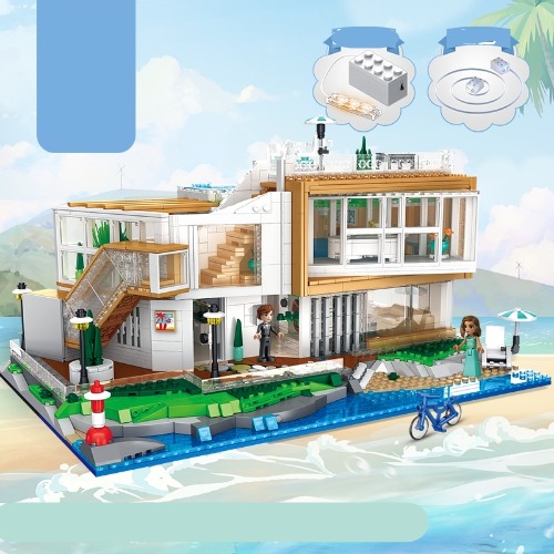 레고 크리에이터 호환 해안가 빌라 해변 휴가 집 하우스 FC8531 신제품 창작