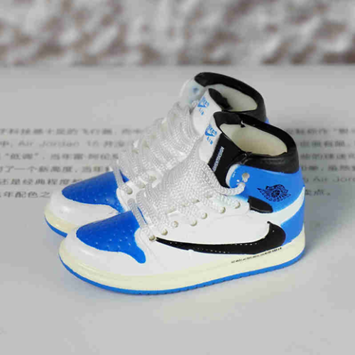 신발 미니어쳐 Nike Air Jordan 1 AJ1 Travis Scott Mid Lightning Undercut High Top (White) MT-0054